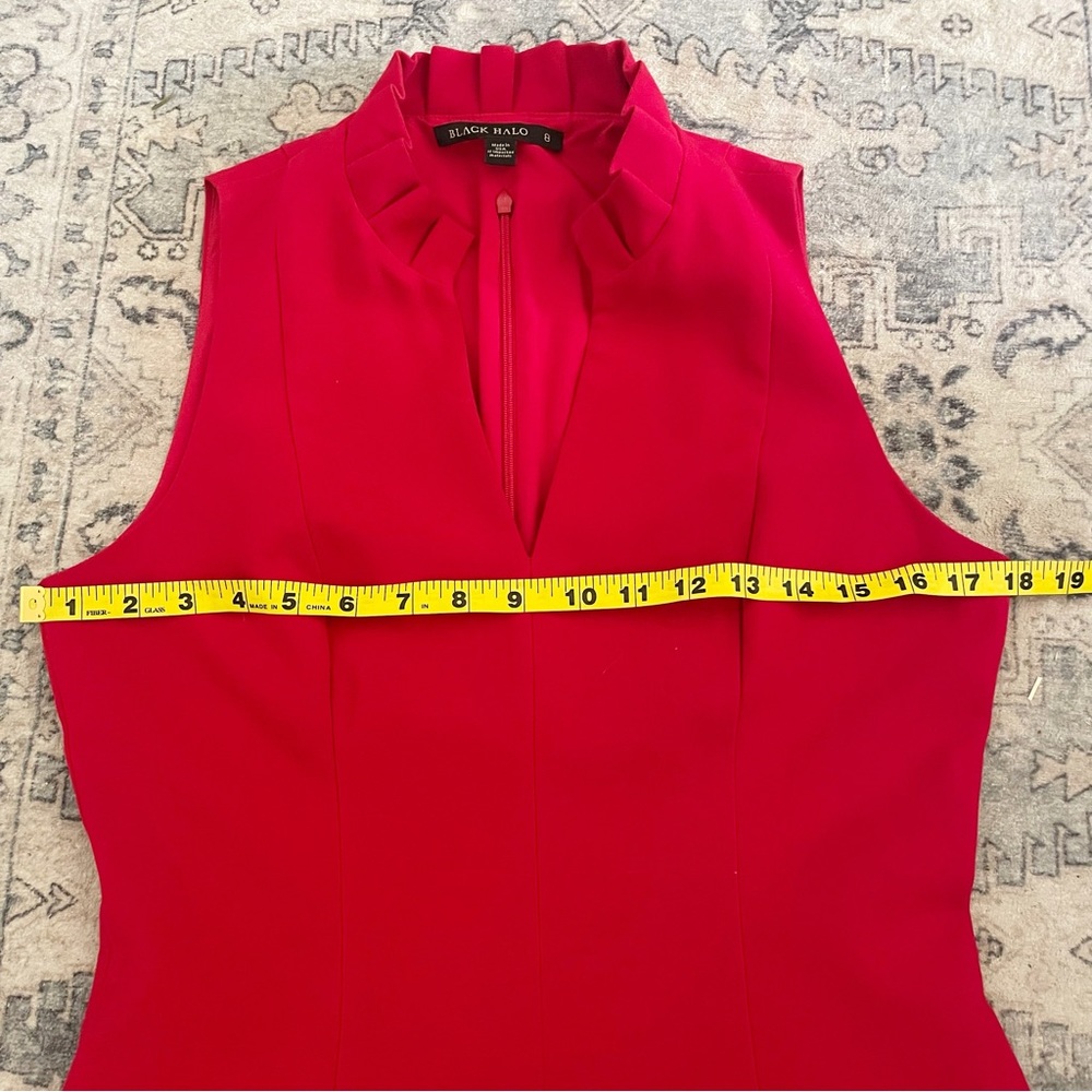 Black Halo Bright Red Sleeveless A-Line Midi Dress - Picture 3 of 8